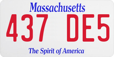 MA license plate 437DE5