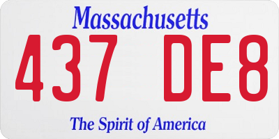 MA license plate 437DE8