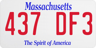MA license plate 437DF3