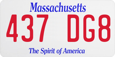 MA license plate 437DG8