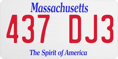 MA license plate 437DJ3