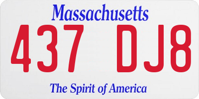 MA license plate 437DJ8