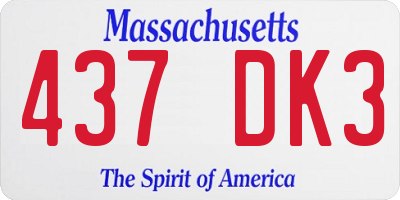 MA license plate 437DK3