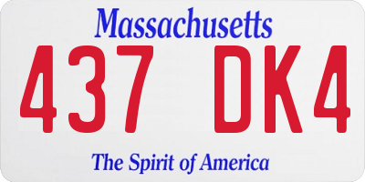 MA license plate 437DK4