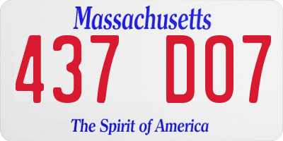 MA license plate 437DO7