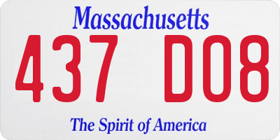 MA license plate 437DO8