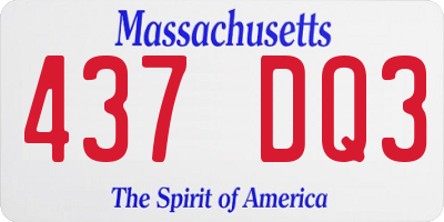 MA license plate 437DQ3