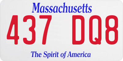 MA license plate 437DQ8