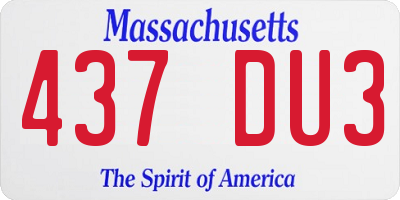 MA license plate 437DU3