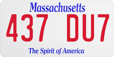 MA license plate 437DU7