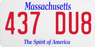 MA license plate 437DU8