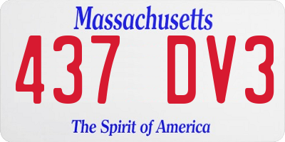 MA license plate 437DV3