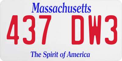 MA license plate 437DW3