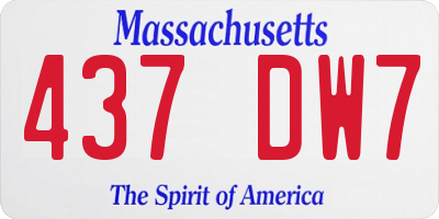 MA license plate 437DW7