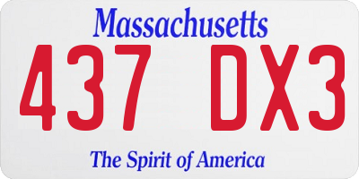 MA license plate 437DX3