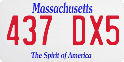 MA license plate 437DX5