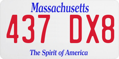 MA license plate 437DX8