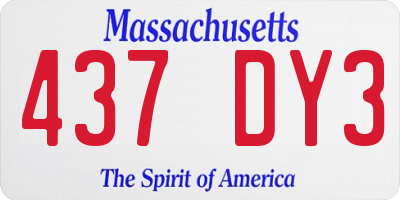 MA license plate 437DY3