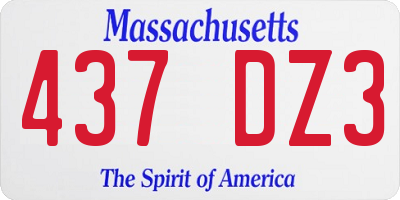 MA license plate 437DZ3
