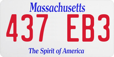 MA license plate 437EB3