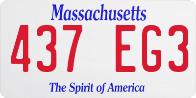 MA license plate 437EG3