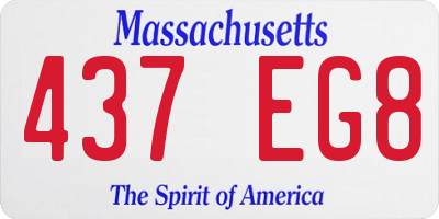 MA license plate 437EG8