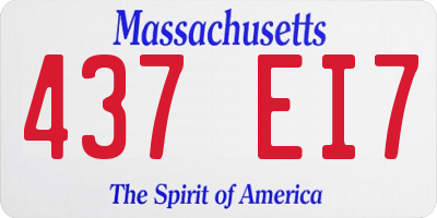 MA license plate 437EI7