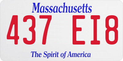 MA license plate 437EI8