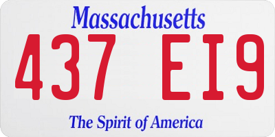 MA license plate 437EI9