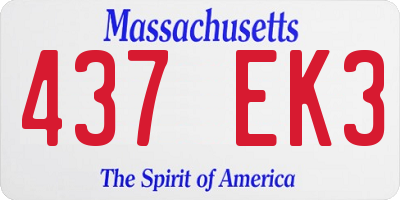 MA license plate 437EK3