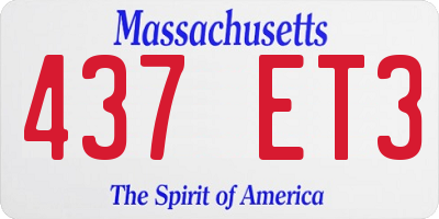 MA license plate 437ET3