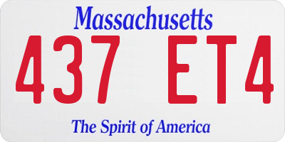MA license plate 437ET4