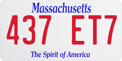 MA license plate 437ET7