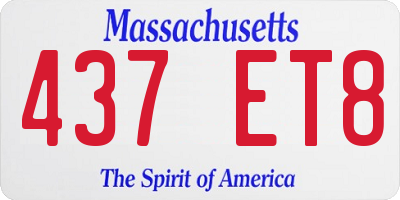 MA license plate 437ET8