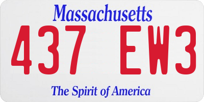 MA license plate 437EW3