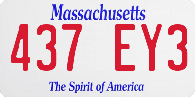 MA license plate 437EY3