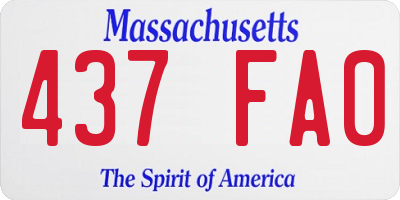 MA license plate 437FA0