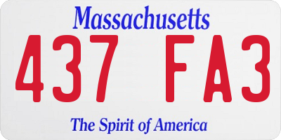 MA license plate 437FA3