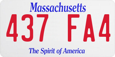 MA license plate 437FA4
