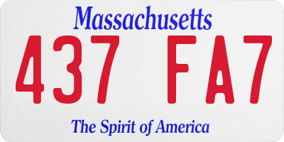 MA license plate 437FA7