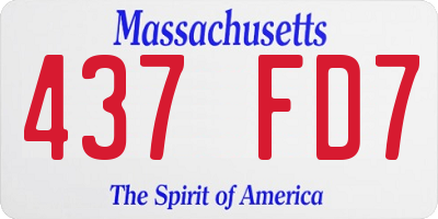 MA license plate 437FD7