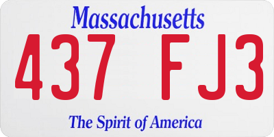 MA license plate 437FJ3