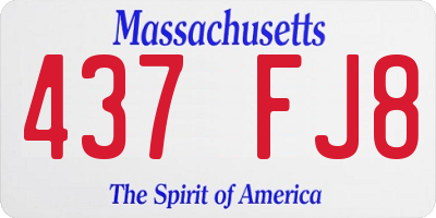 MA license plate 437FJ8