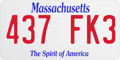 MA license plate 437FK3