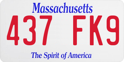 MA license plate 437FK9
