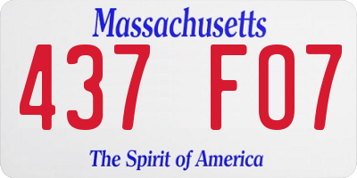 MA license plate 437FO7