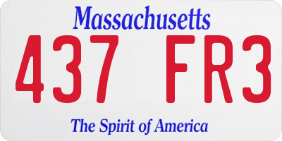 MA license plate 437FR3