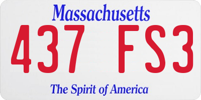 MA license plate 437FS3