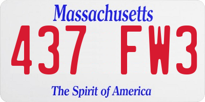 MA license plate 437FW3