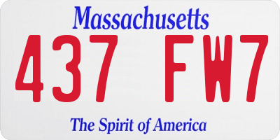 MA license plate 437FW7